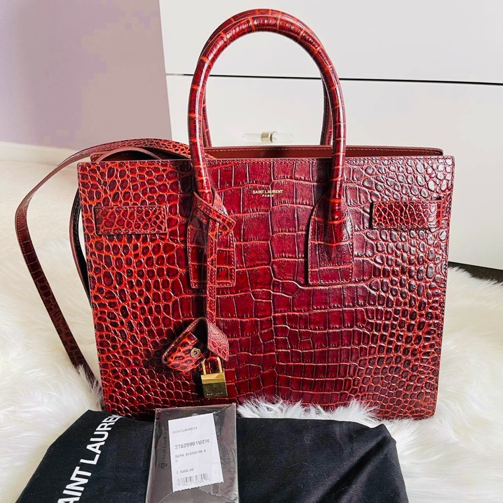Saint Laurent Croc Embossed Sac De Jour Small - Picture 1 of 4